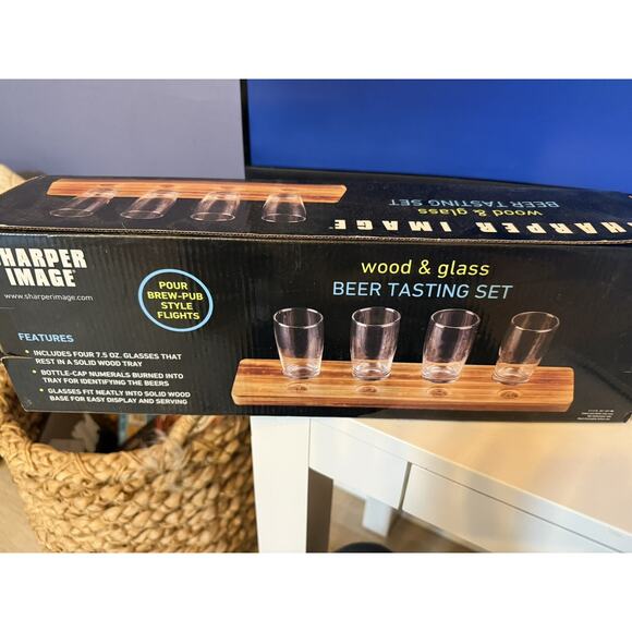 5-Piece Brown Craft Beer Flight Board Sampling Set, Tasting Glasses Serving Tray - Picture 6 of 6